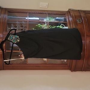 Shoshanna one shoulder pleated cocktail dress in black, size 6-8